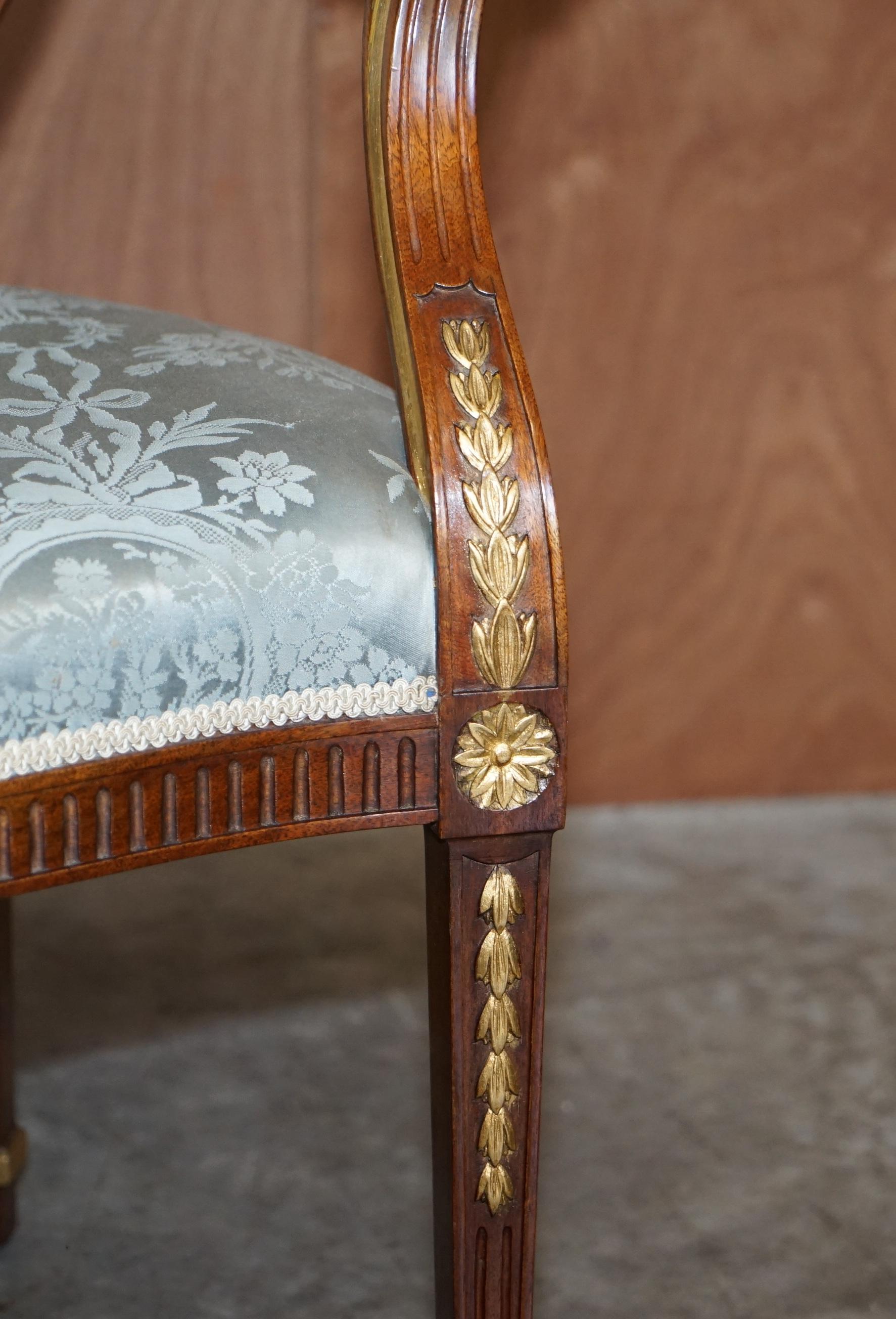Stunning circa 1900 George Hepplewhite Style Hardwood Giltwood Georgian Armchair For Sale 7
