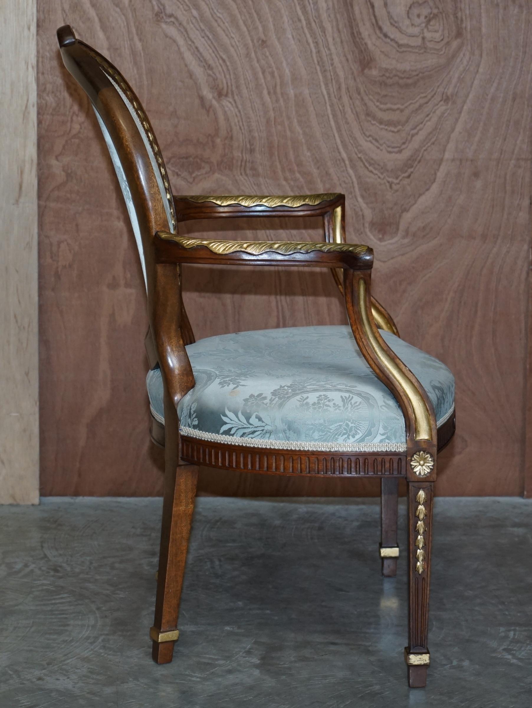 Stunning circa 1900 George Hepplewhite Style Hardwood Giltwood Georgian Armchair For Sale 9
