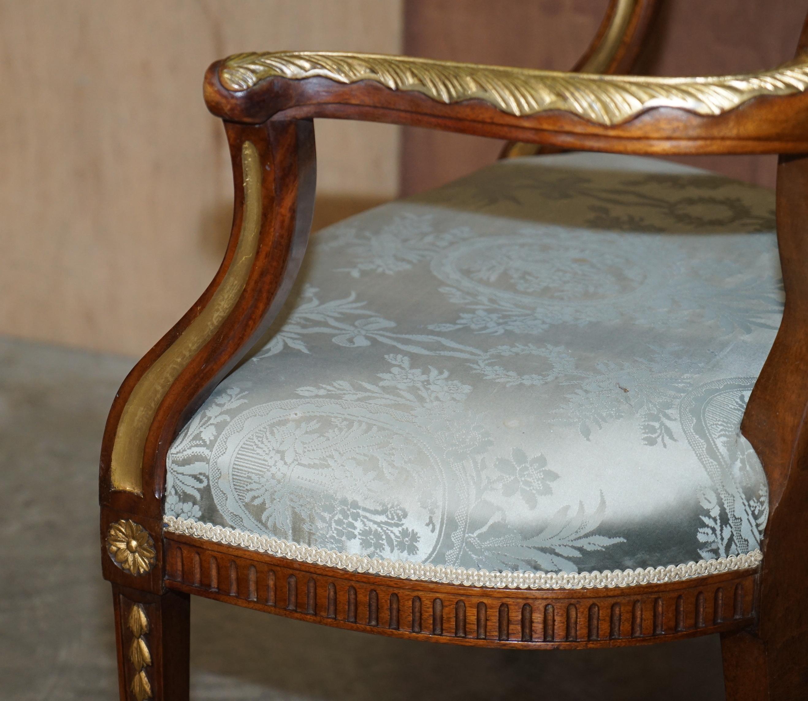 Stunning circa 1900 George Hepplewhite Style Hardwood Giltwood Georgian Armchair For Sale 13