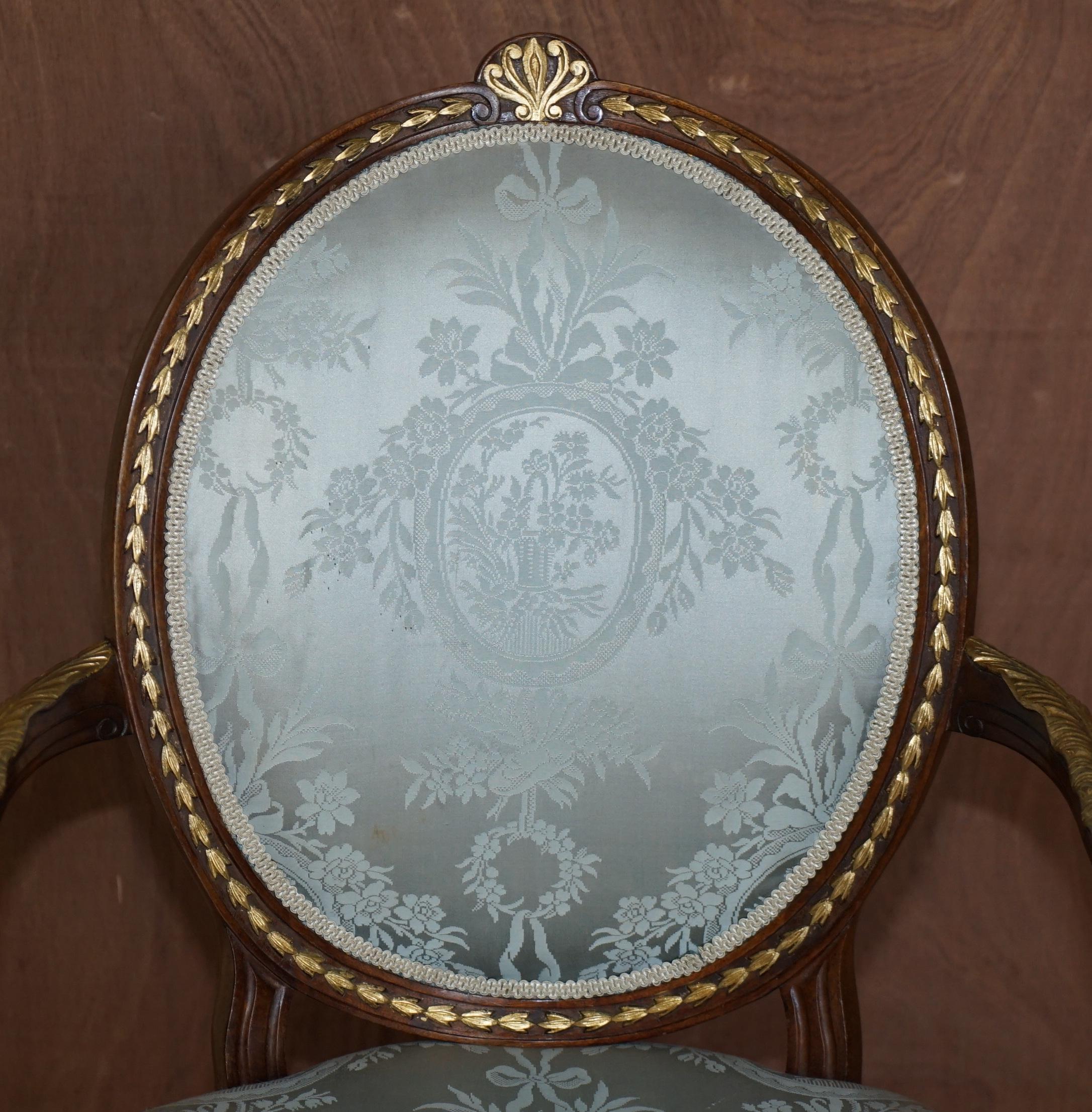 English Stunning circa 1900 George Hepplewhite Style Hardwood Giltwood Georgian Armchair For Sale