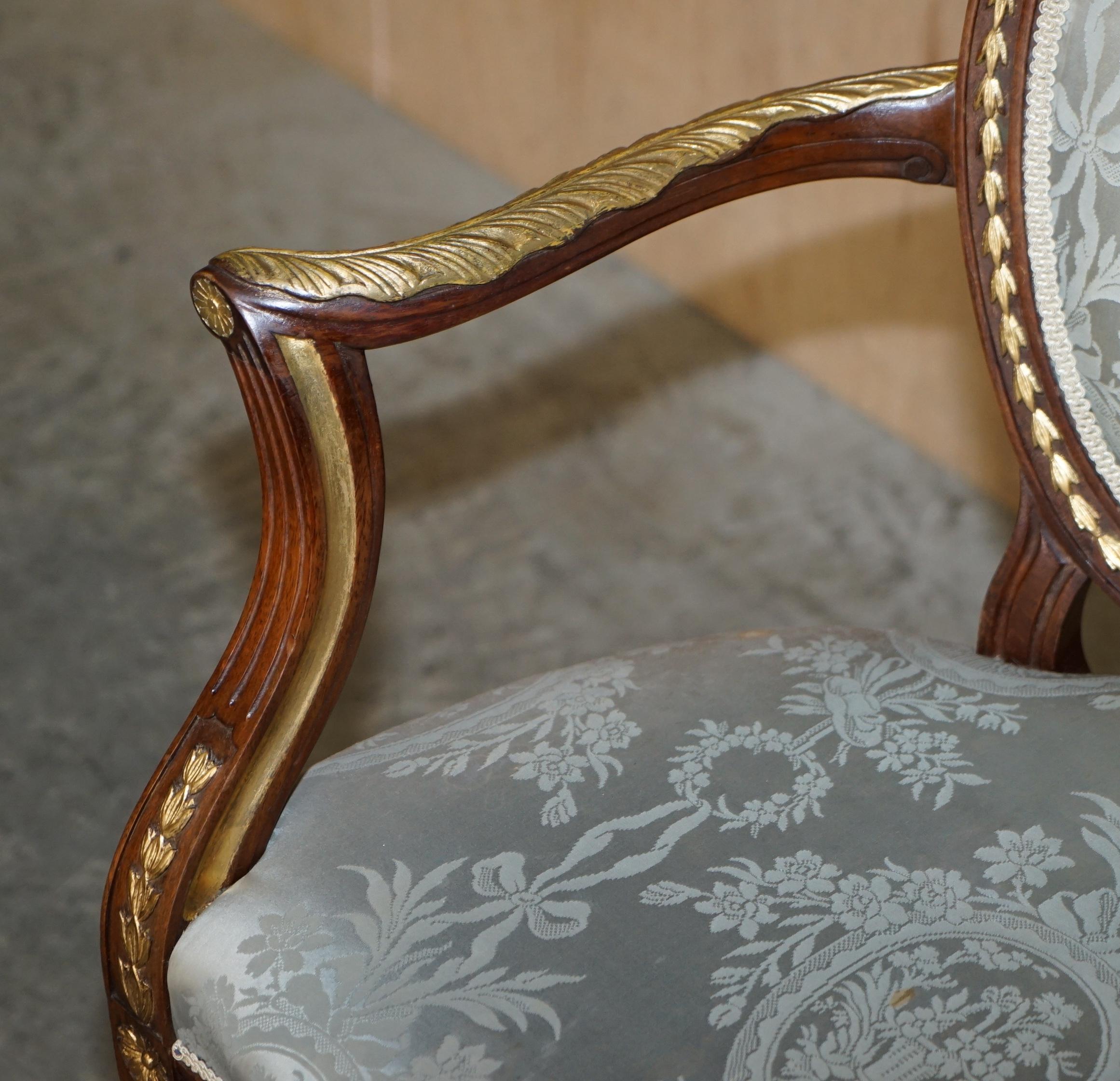 Stunning circa 1900 George Hepplewhite Style Hardwood Giltwood Georgian Armchair For Sale 1
