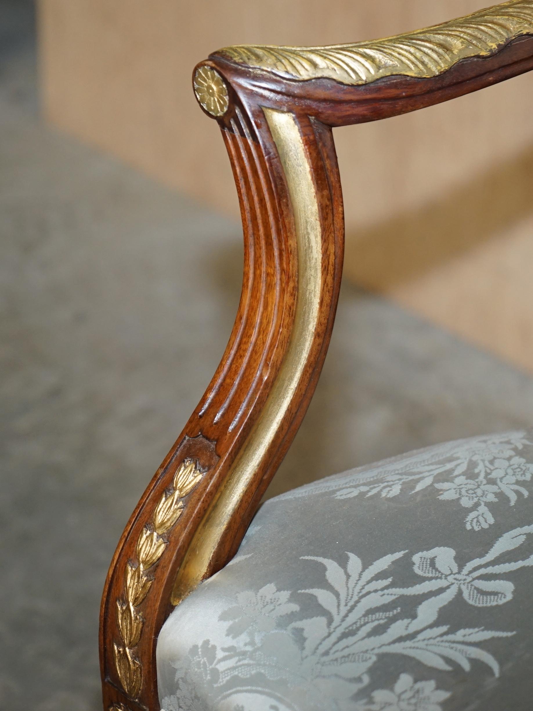 Stunning circa 1900 George Hepplewhite Style Hardwood Giltwood Georgian Armchair For Sale 2