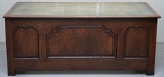 Stunning circa 1900 Oak & Green Leather Topped Desk or Shops Counter Arts Crafts