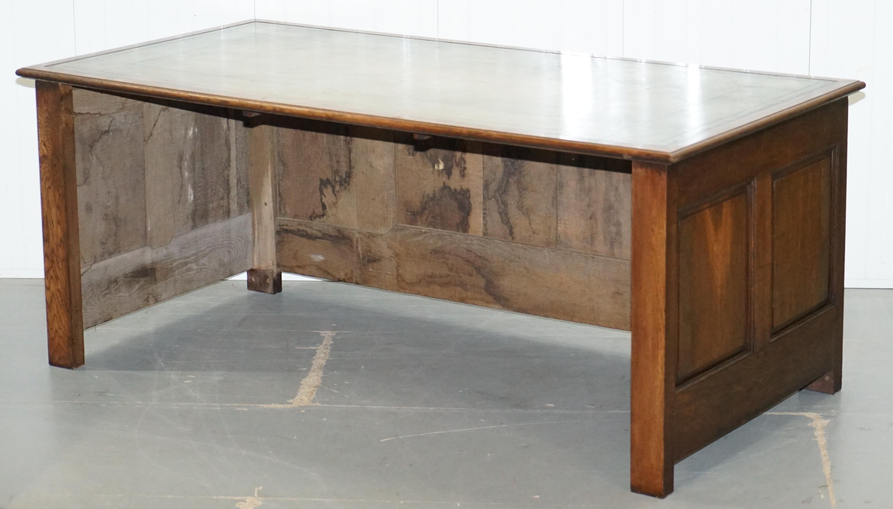 Early 20th Century Stunning circa 1900 Oak & Green Leather Topped Desk or Shops Counter Arts Crafts