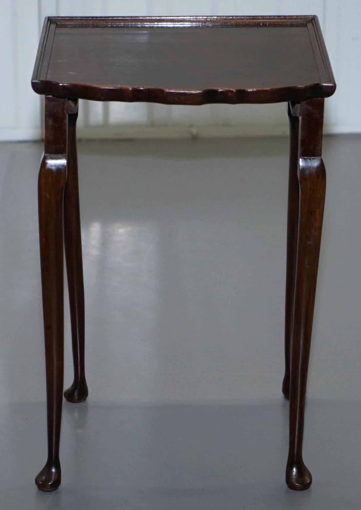 Stunning circa 1920s Flamed Mahogany Nest of Oval Tables Gorgeously Made 4