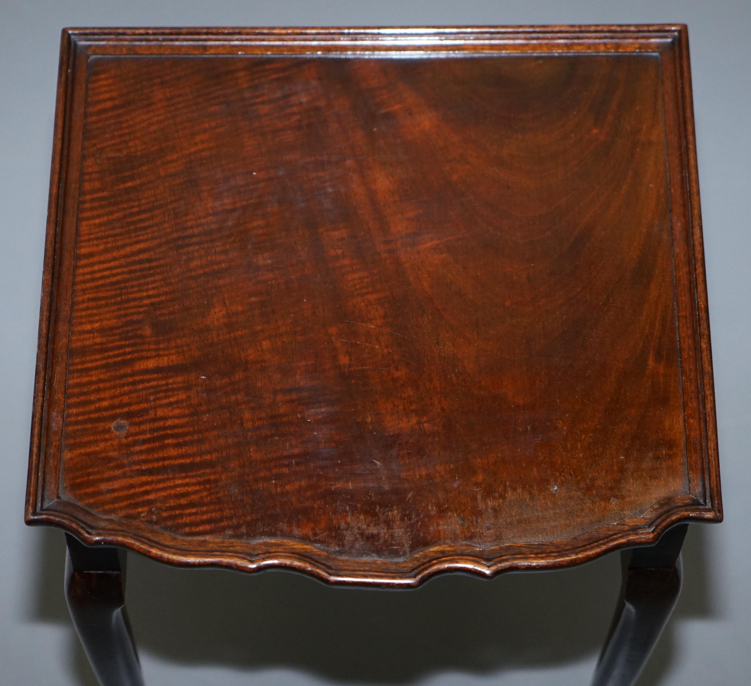 Stunning circa 1920s Flamed Mahogany Nest of Oval Tables Gorgeously Made 5