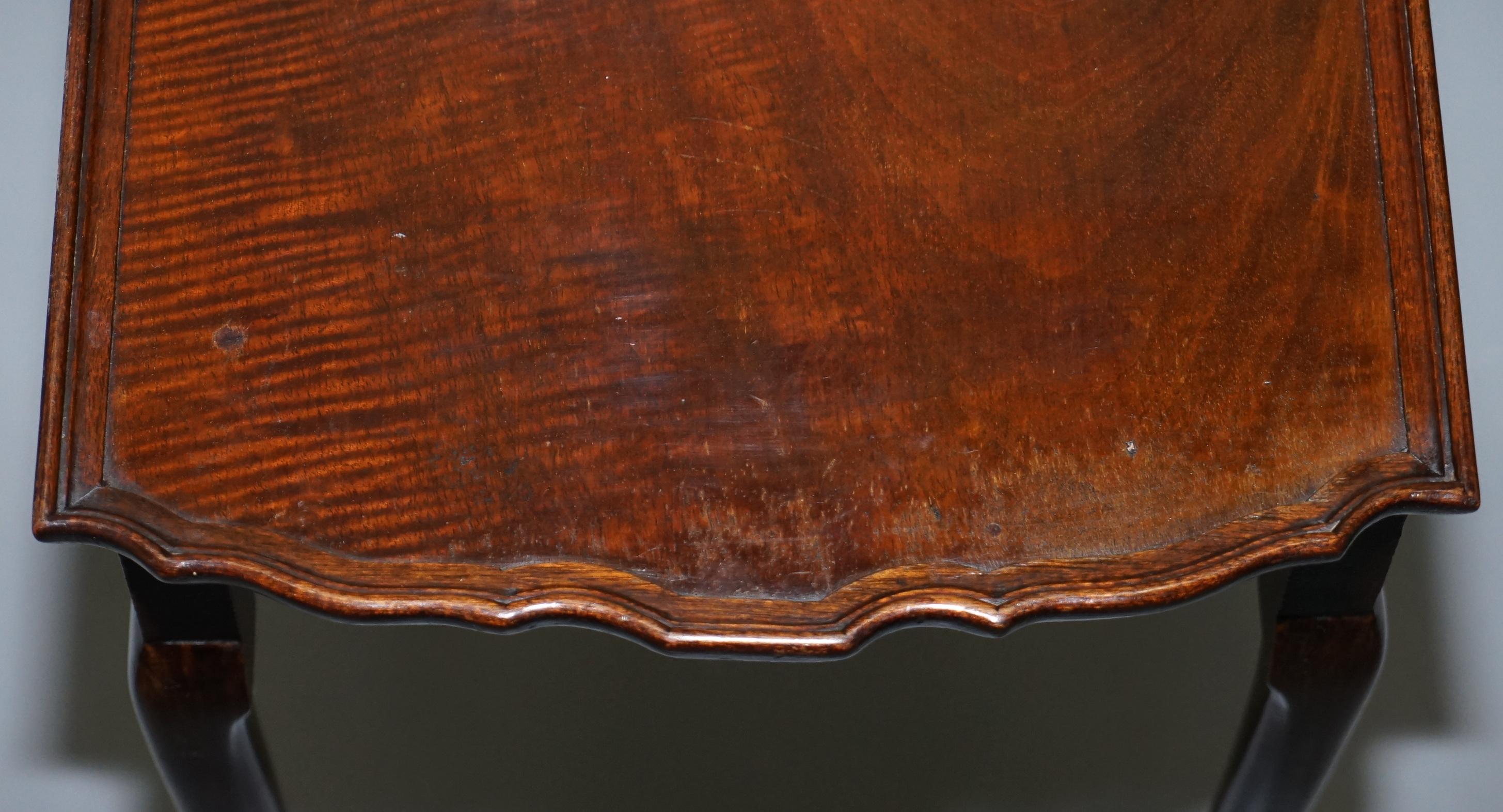 Stunning circa 1920s Flamed Mahogany Nest of Oval Tables Gorgeously Made 6