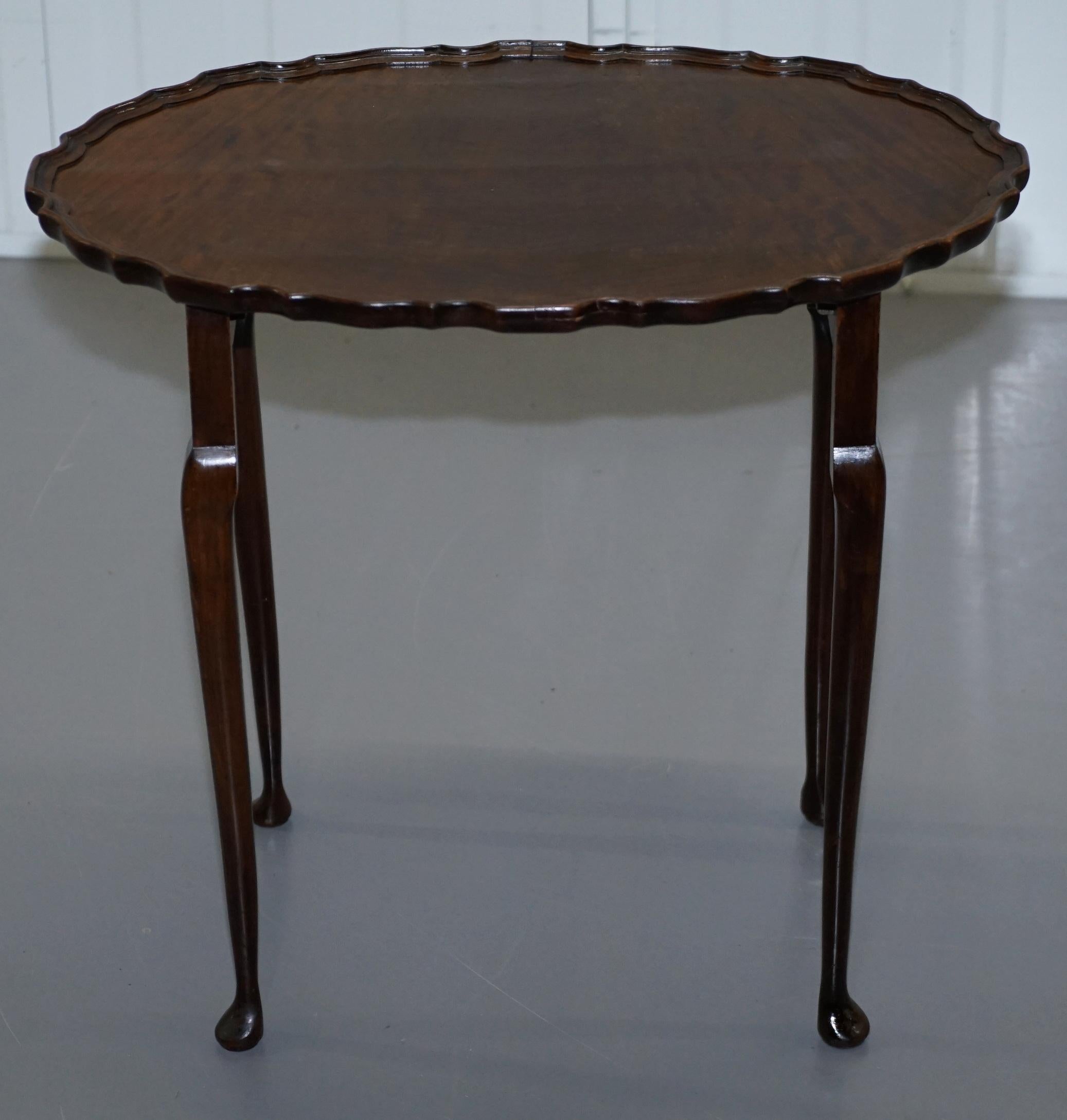 Hand-Crafted Stunning circa 1920s Flamed Mahogany Nest of Oval Tables Gorgeously Made