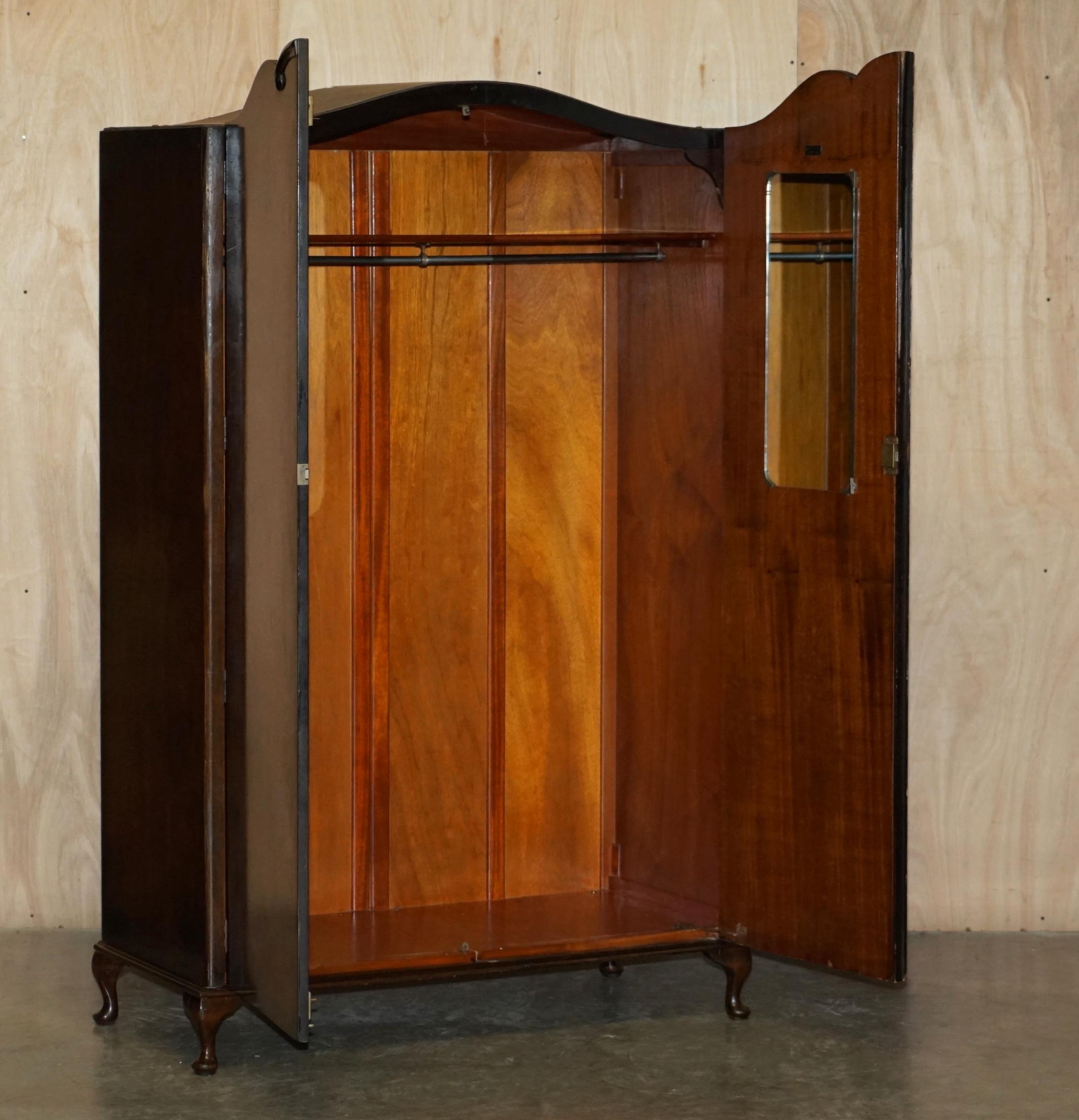 Stunning circa 1930's Maple & Co Burr Walnut Double Bank Wardrobe with Mirror 6