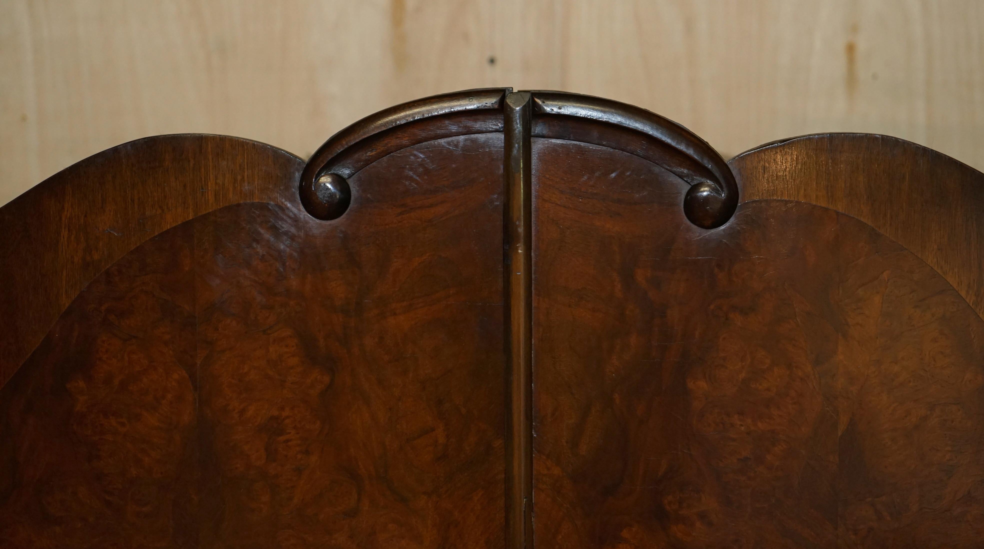English Stunning circa 1930's Maple & Co Burr Walnut Double Bank Wardrobe with Mirror
