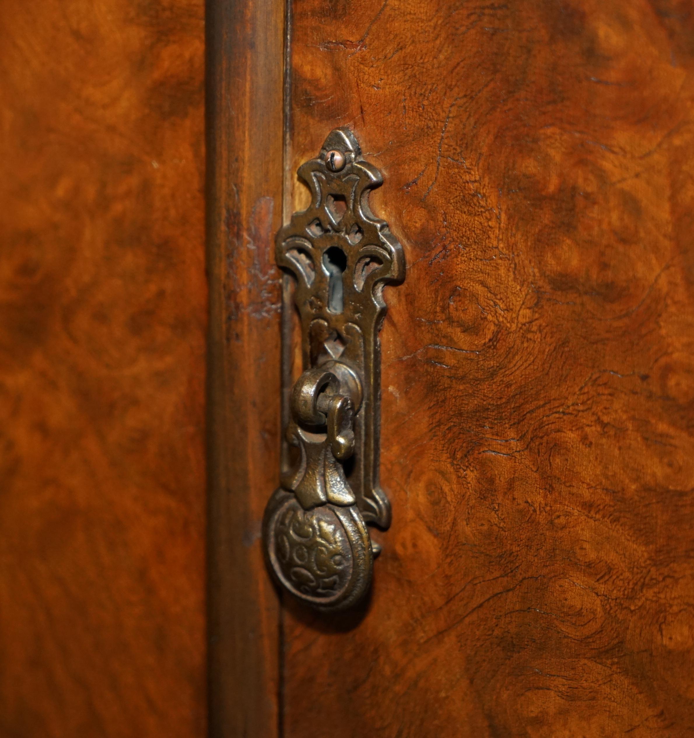 Hand-Crafted Stunning circa 1930's Maple & Co Burr Walnut Double Bank Wardrobe with Mirror
