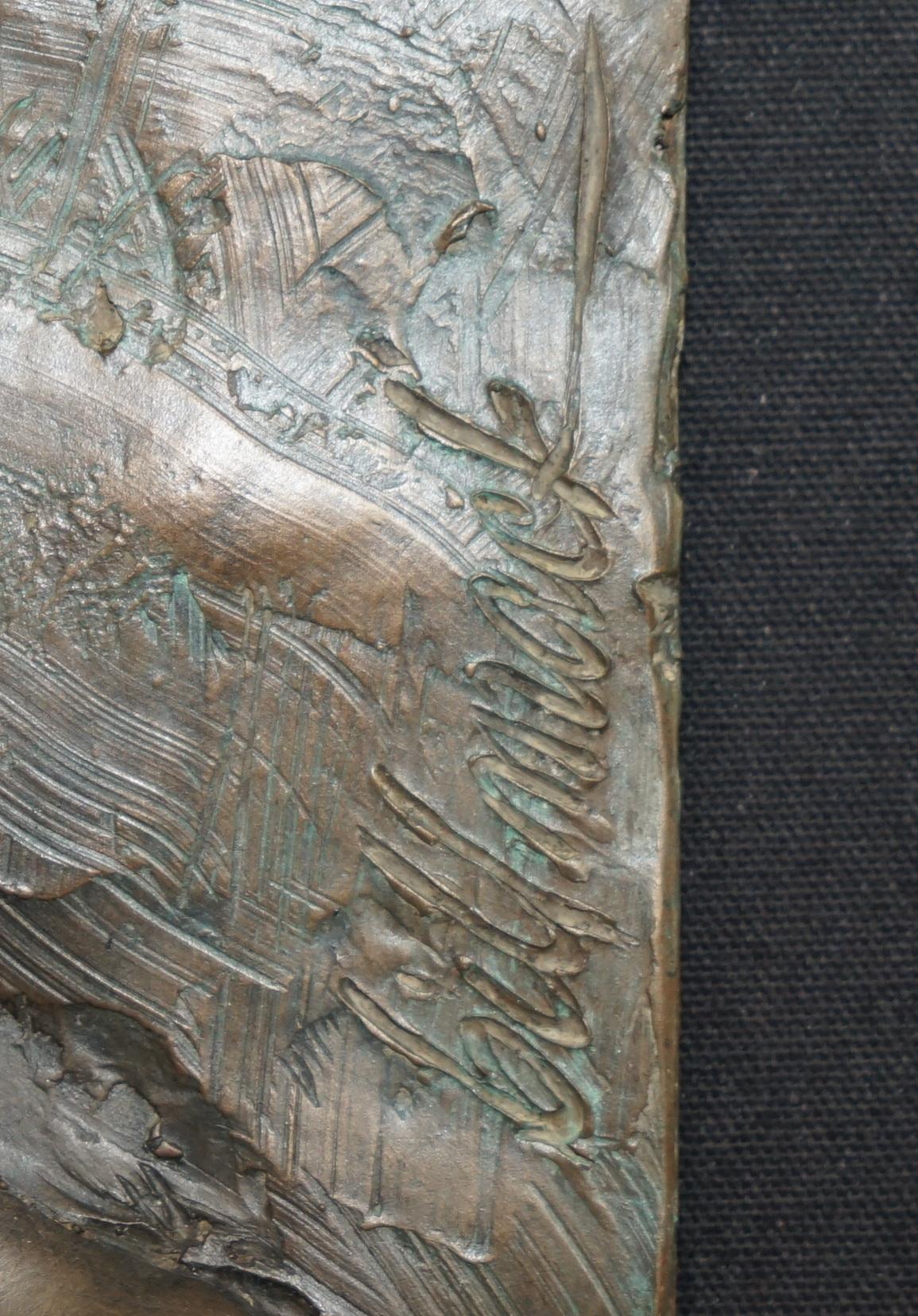 STUNNING CIRCA 2000 BILL MACK CARELESS BRONZE PLASTER 3D PICTURE OF TWO LOVERs (Handgefertigt) im Angebot