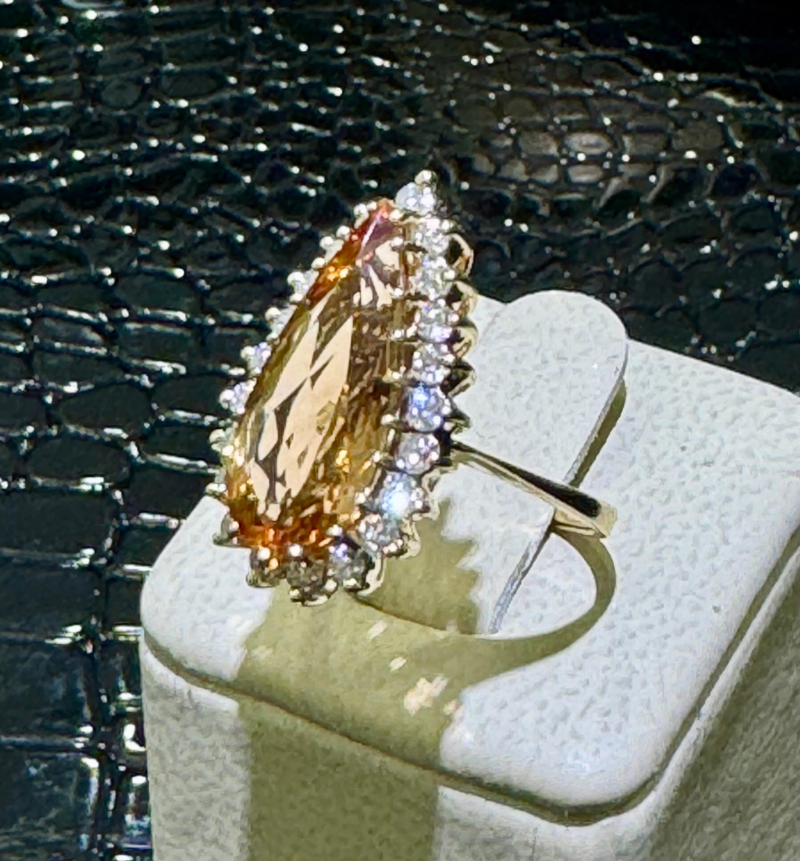 Women's Stunning Citrine & Diamond Ring In 14k For Sale