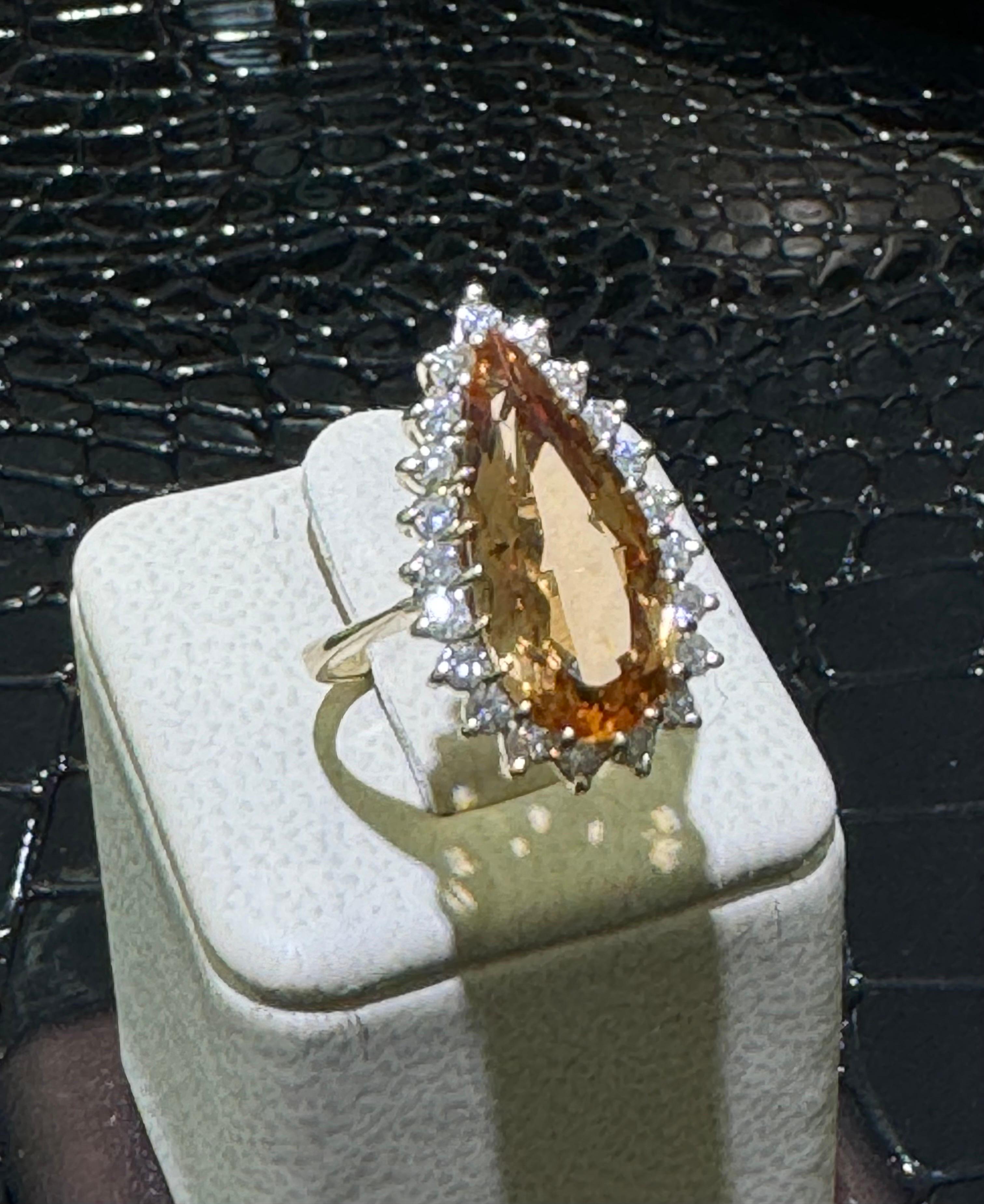 Stunning Citrine & Diamond Ring In 14k For Sale 1