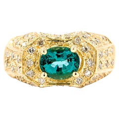 Stunning Clarity .78ct Emerald & Diamond Ring in 18kt Yellow Gold