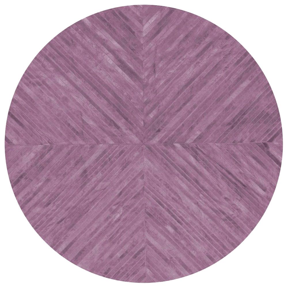 Round Amethyst Customizable La Quinta Cowhide Area Floor Rug Large  For Sale