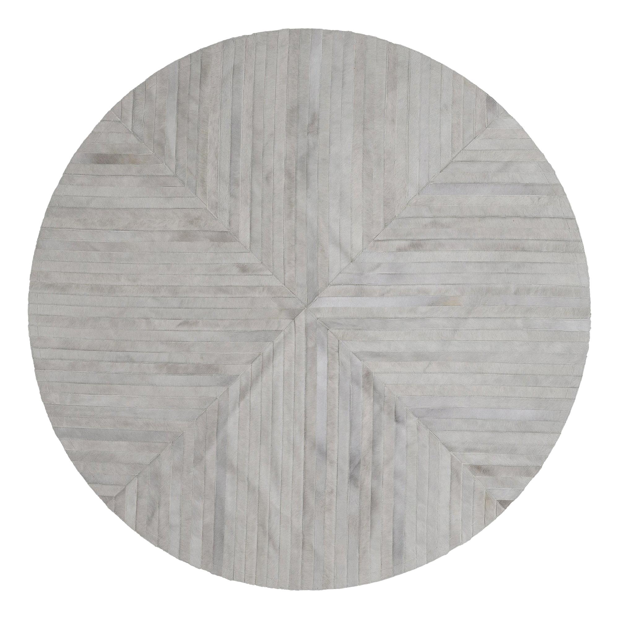 Round, dyed Gray Customizable La Quinta Cowhide Area Floor Rug Large 