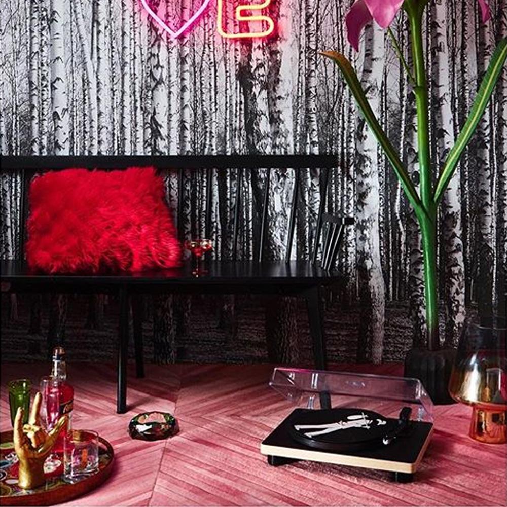 Art Deco Round Pink Striped Customizable La Quinta Cowhide Area Floor Rug Medium For Sale