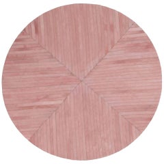 Runder rosa gestreifter, anpassbarer La Quinta Rindsleder-Bodenteppich Medium
