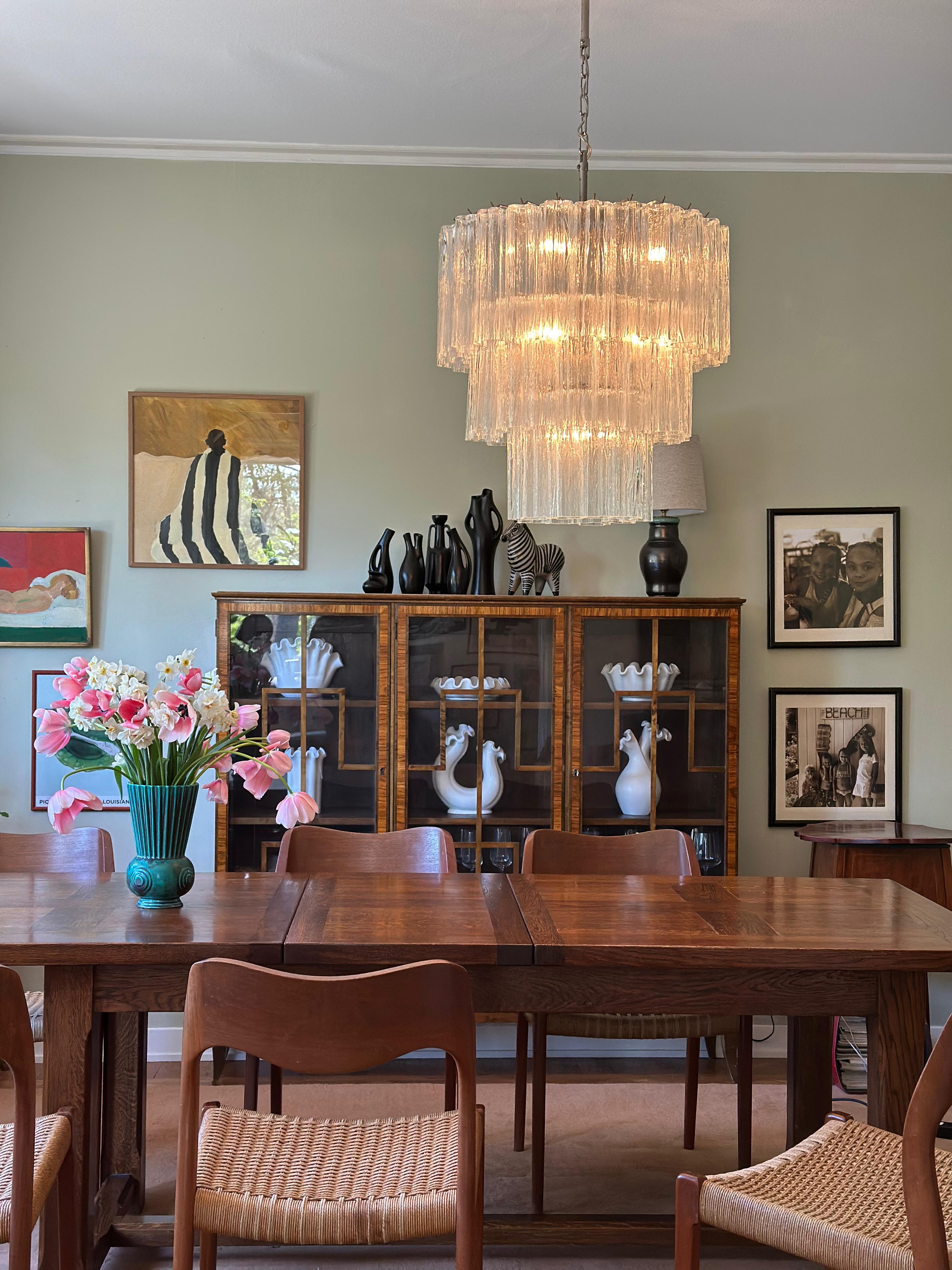 XXI secolo e contemporaneo Stupendo lampadario classico Tronchi di Murano con tubi in vetro trasparente in vendita