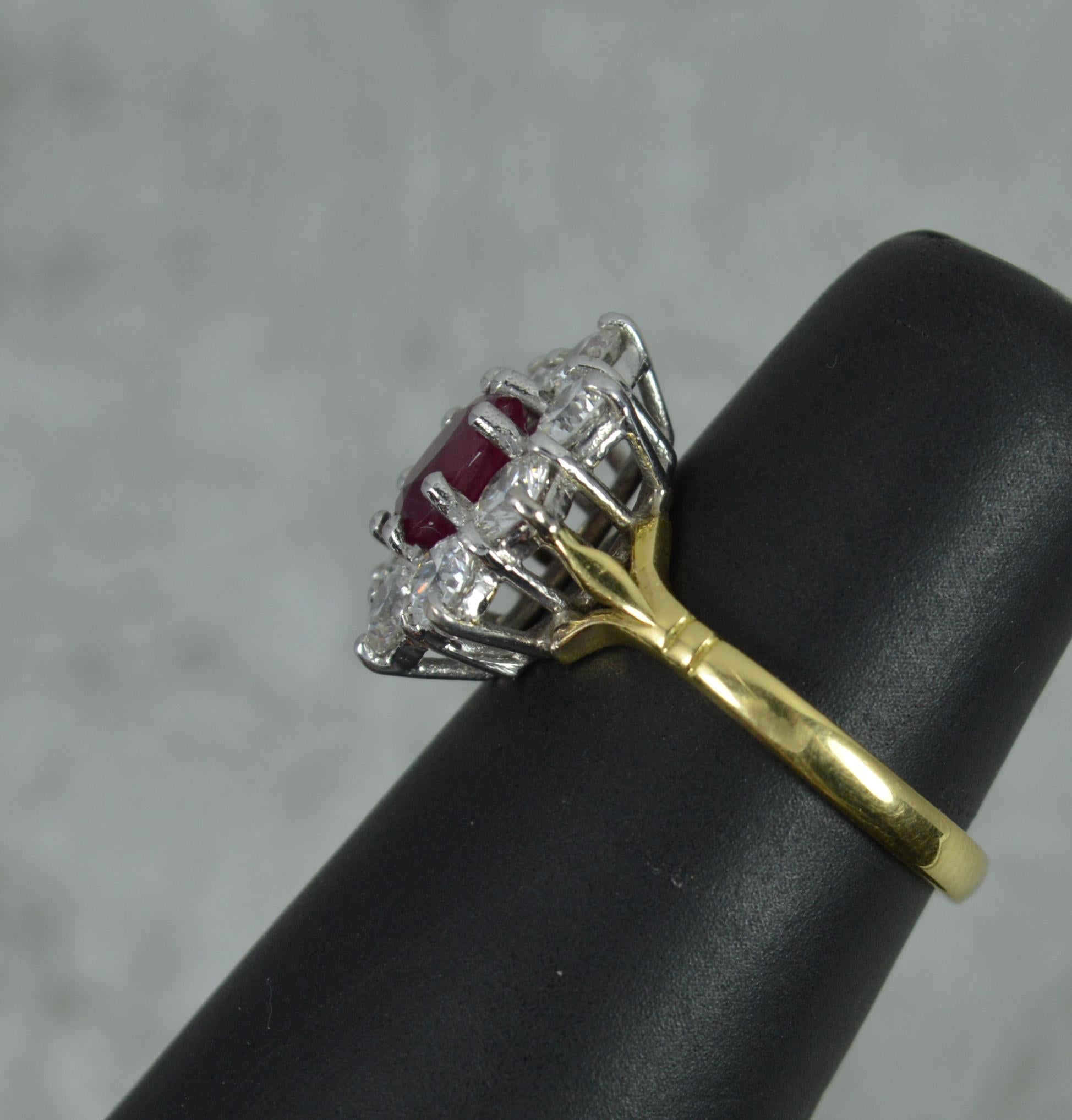 Oval Cut Stunning Classic Ruby and Vs 1.6ct Diamond 18ct Gold Cluster Ring