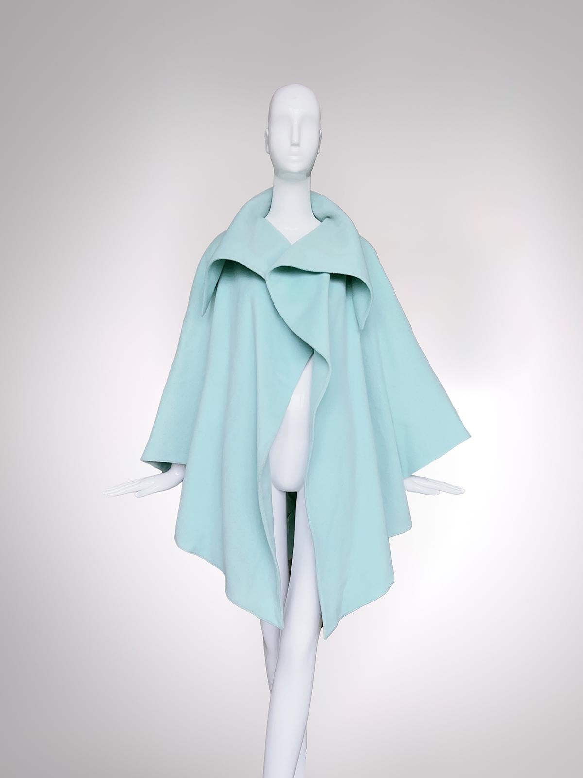 Stunning Claude Montana FW 1990 Archival Runway Coat Sculptural Wool Cape 2