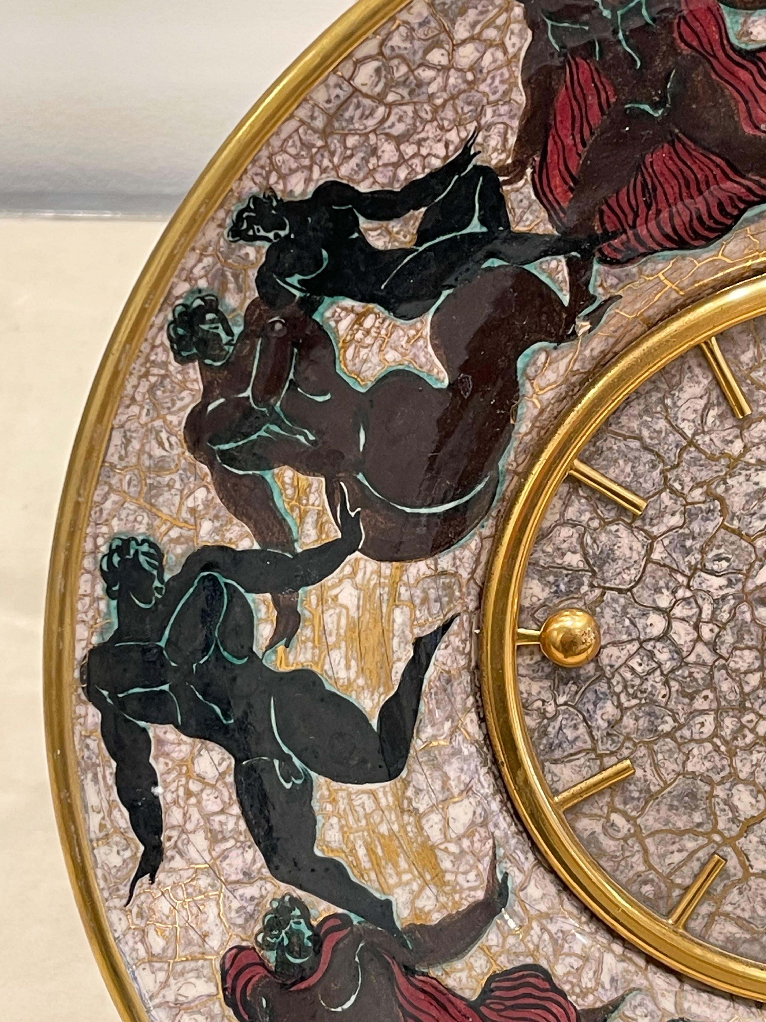 Atemberaubende Uhr von Hour Lavigne (Mechanismus) und Mayodon (Keramik), Frankreich, 1950 (Moderne der Mitte des Jahrhunderts) im Angebot