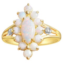 Atemberaubender Cluster-Opal-Ring 10k Gelbgold