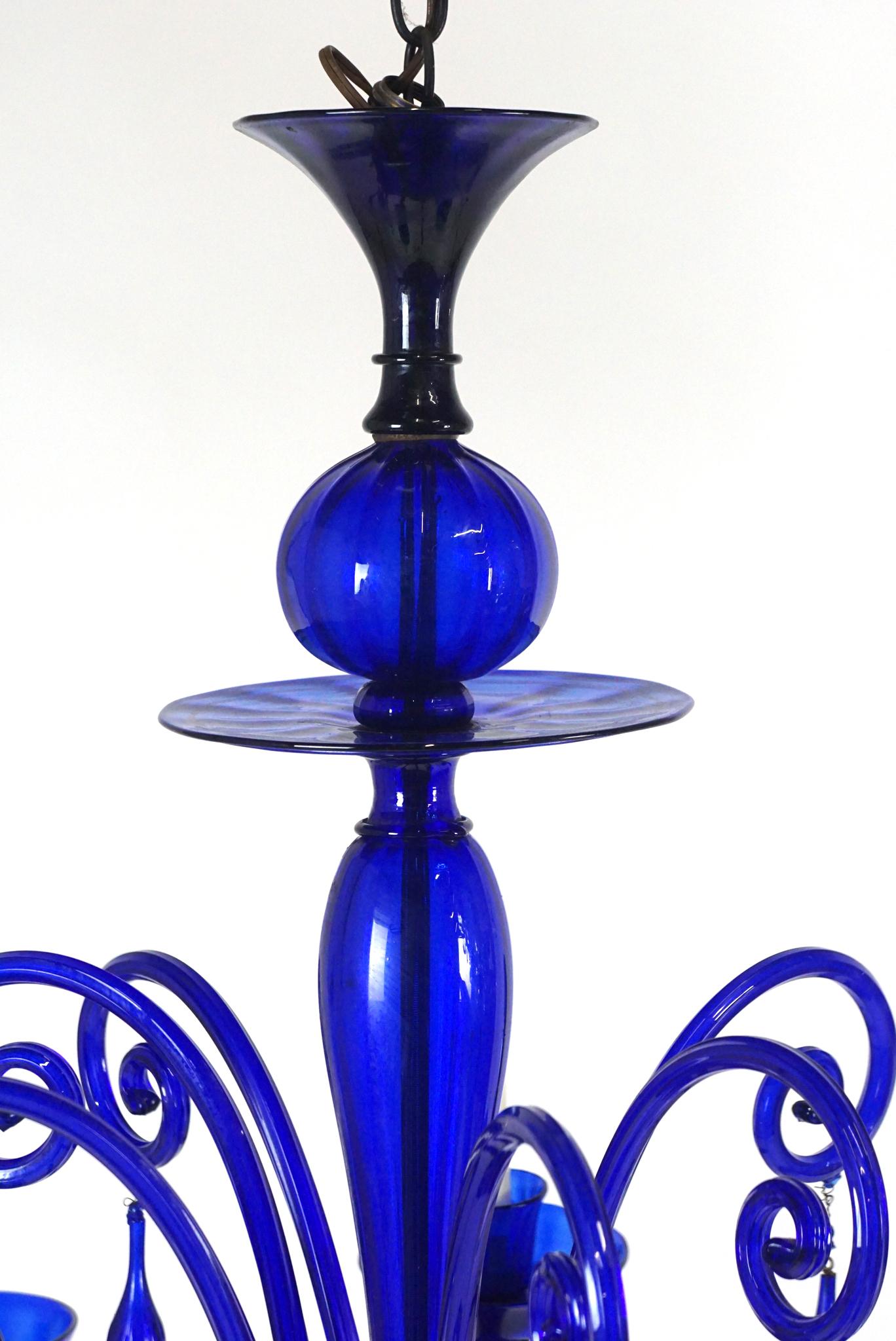 cobalt blue murano glass chandelier