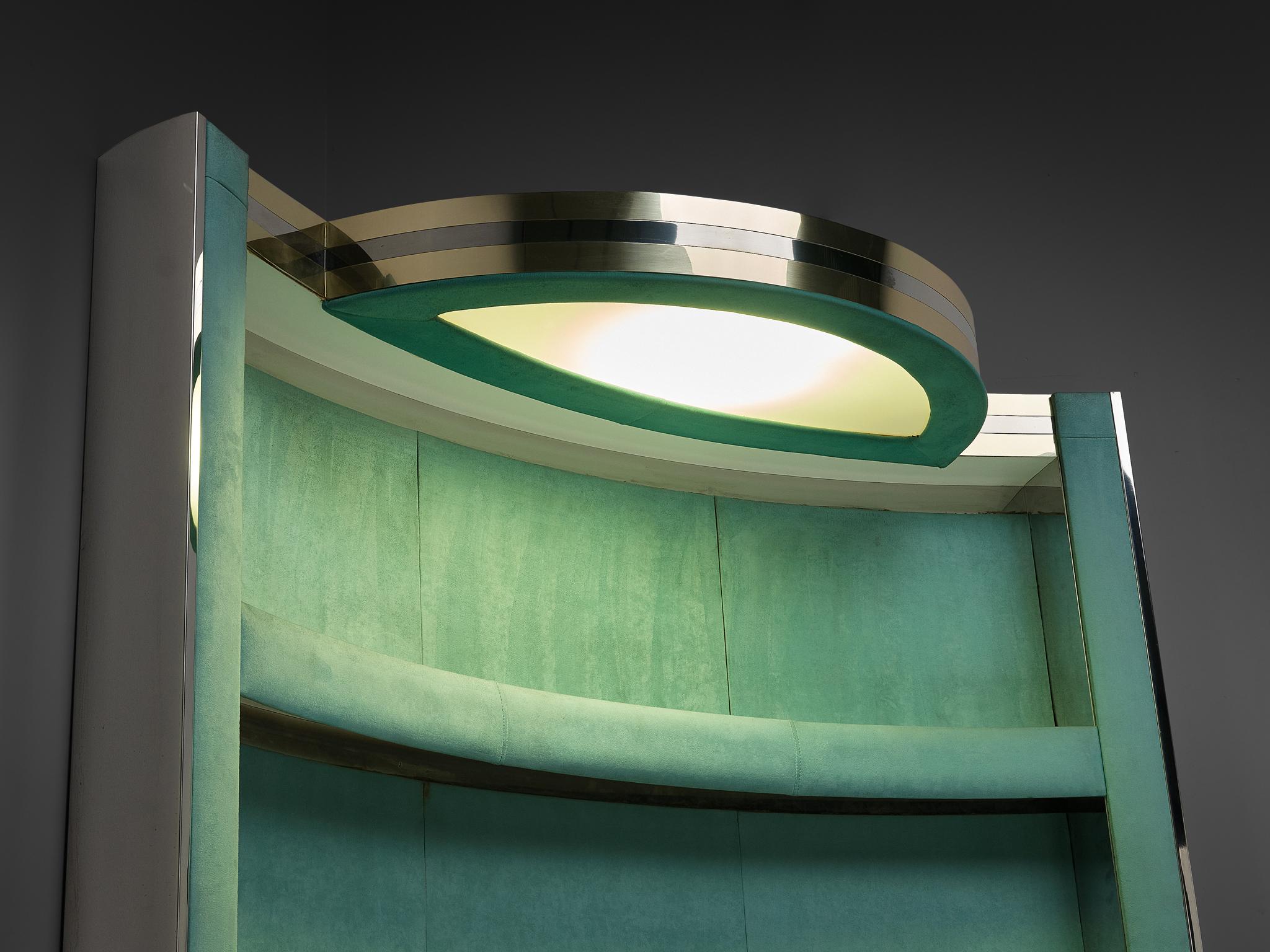 Stunning Cocktail Bar Cabinet with Stool in The Style of Willy Rizzo en venta 4