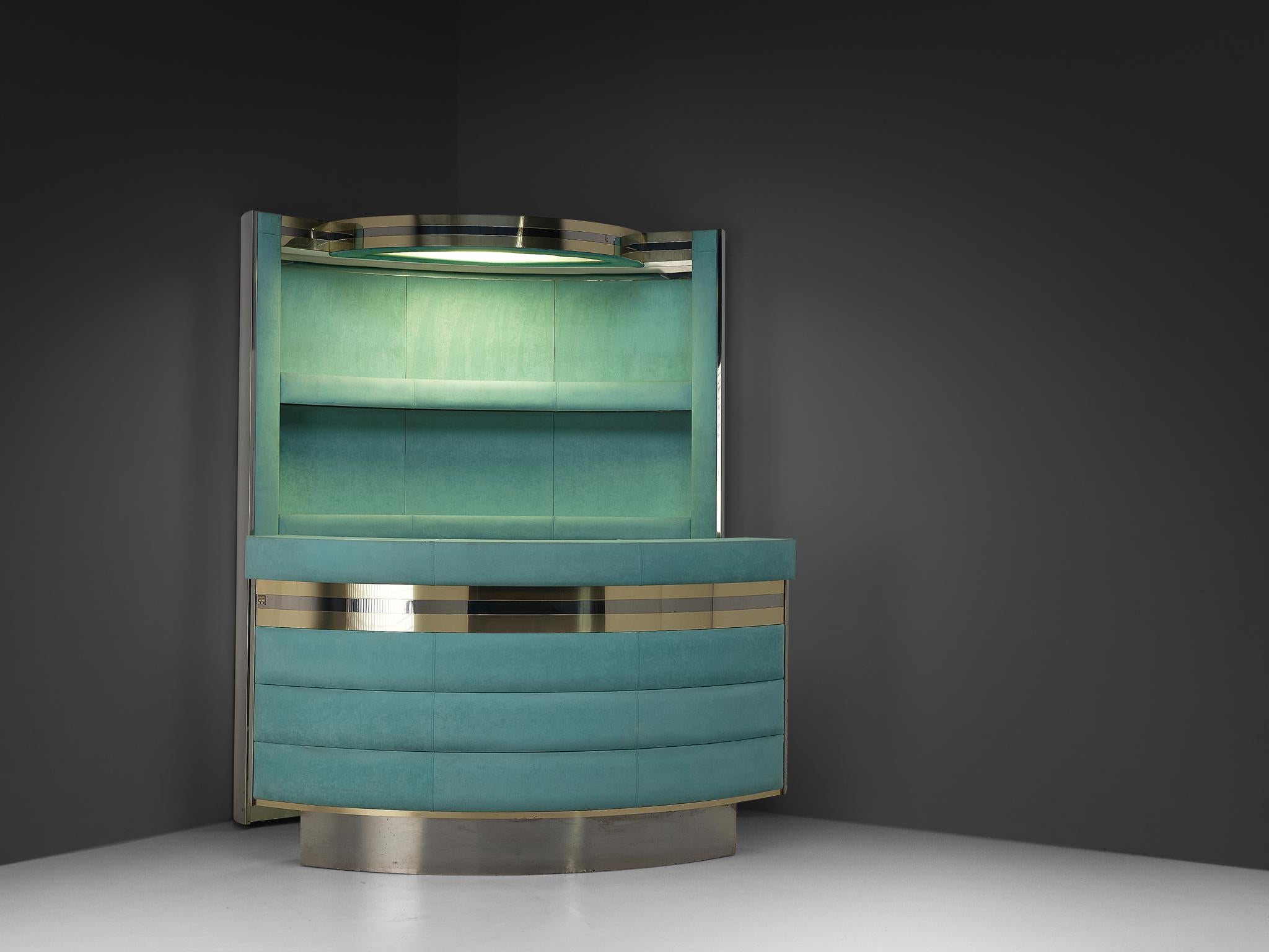 Stunning Cocktail Bar Cabinet with Stool in The Style of Willy Rizzo en venta 5