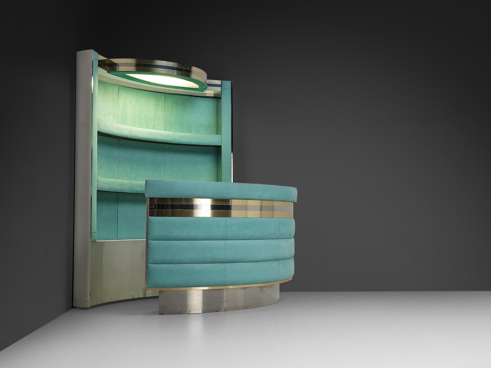 Stunning Cocktail Bar Cabinet with Stool in The Style of Willy Rizzo en venta 7
