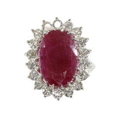 Stunning Cocktail Ring with One big Natural Untreated Ruby 11.21crt and Diamonds