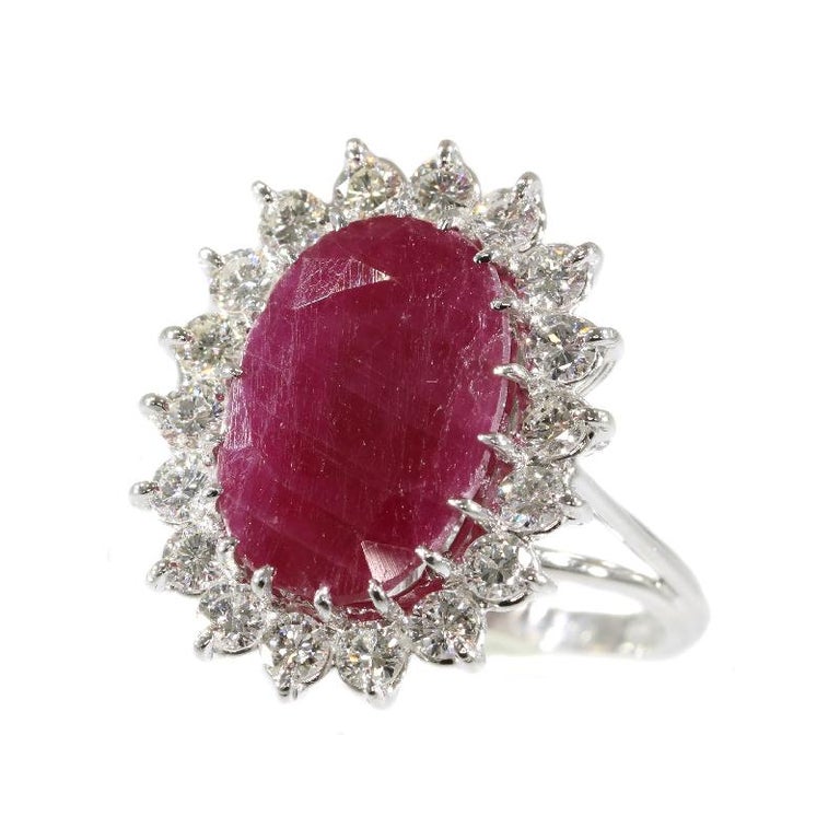 Stunning Cocktail Ring with One big Natural Untreated Ruby 11.21crt and