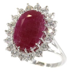 Stunning Cocktail Ring with One big Natural Untreated Ruby 11.21crt and Diamonds