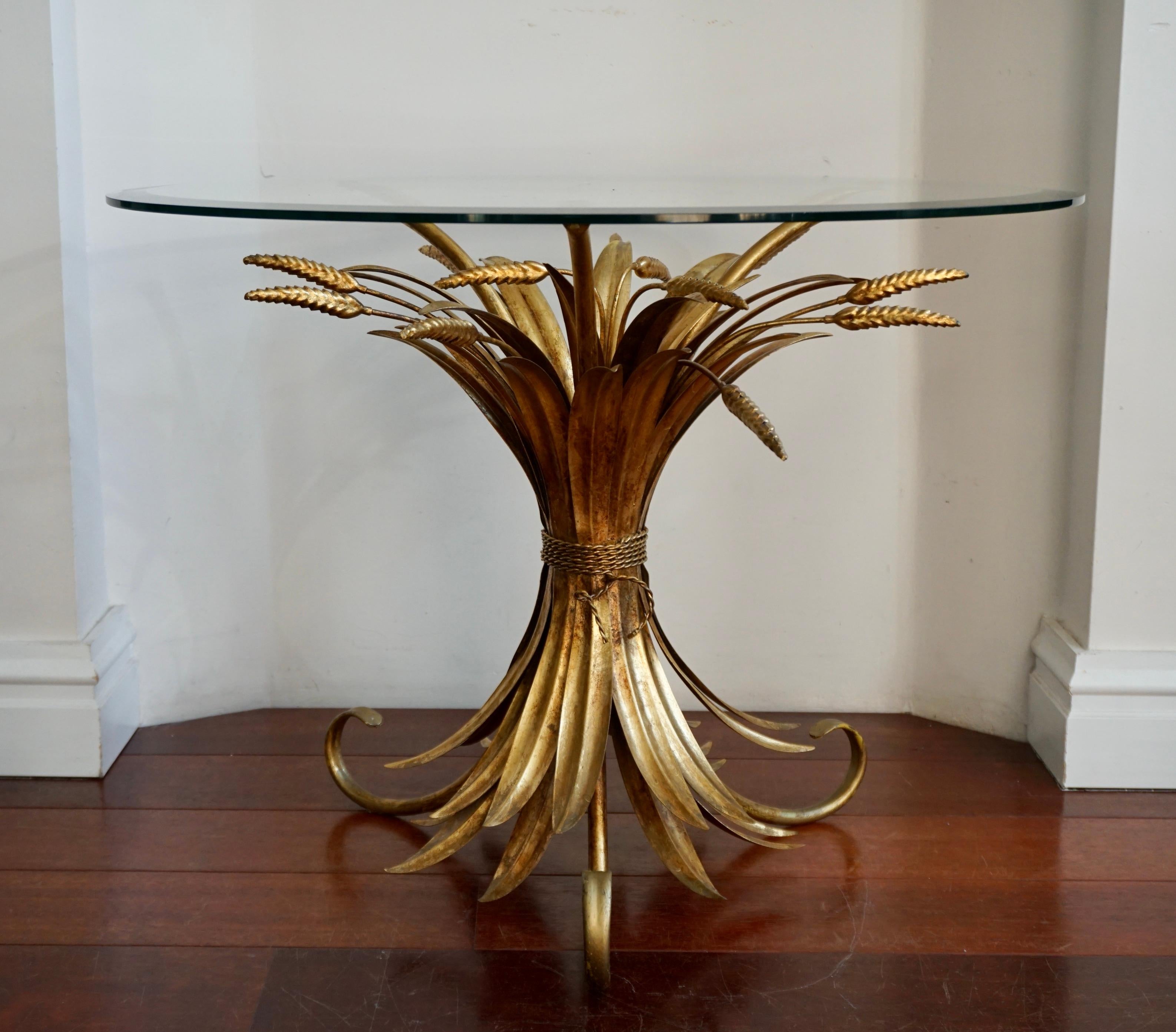 Stunning Coco Chanel Style Gilt Wheat Side End Table Hollywood Regency In Good Condition For Sale In Antwerp, BE