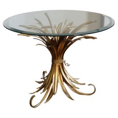 Superbe table d'appoint style Coco Chanel en forme de blé doré Hollywood Regency