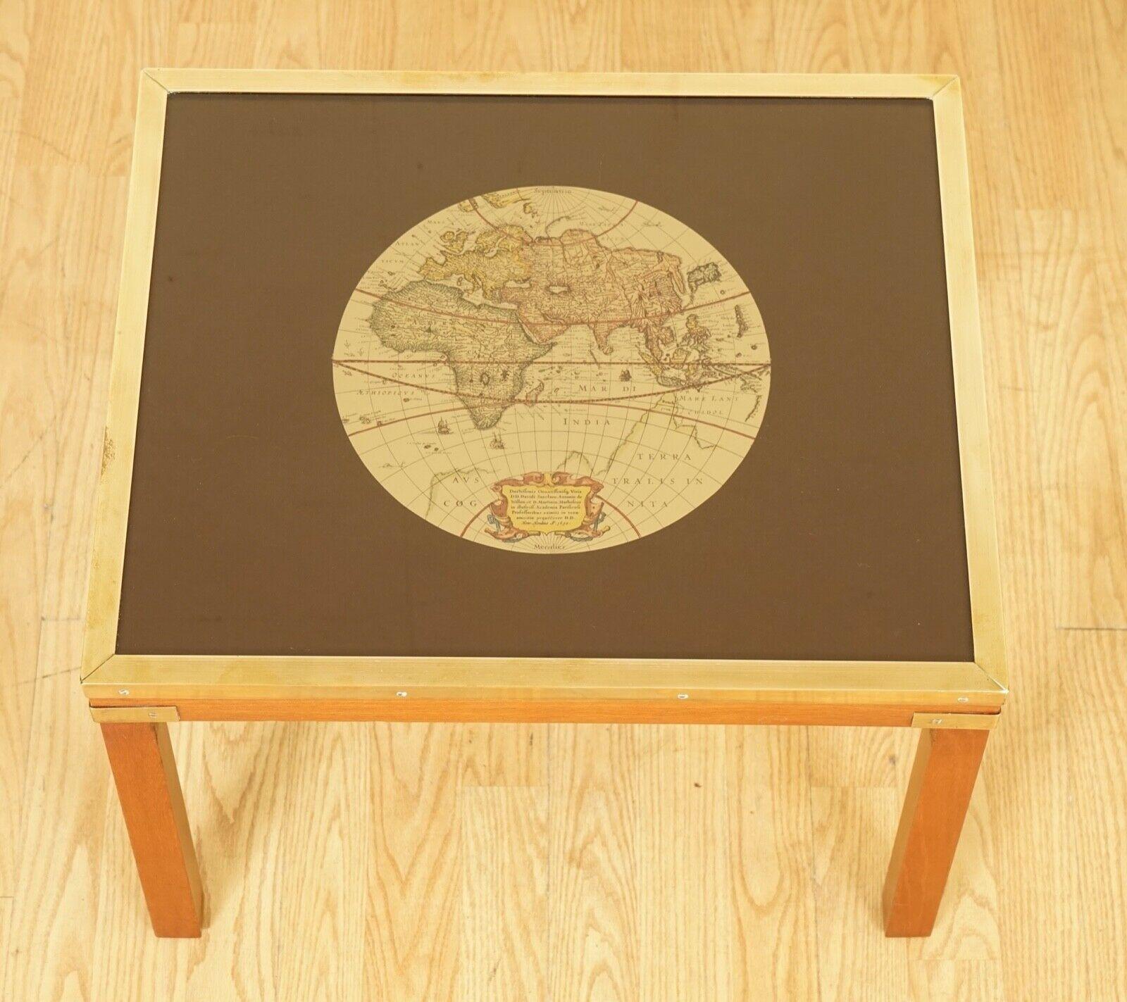 Stunning Coffee & Side Table Nest of Tables Military Campaign with World Maps For Sale 1