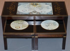 Stunning Coffee and Side Table Nest of Tables Military Campaign with World Maps