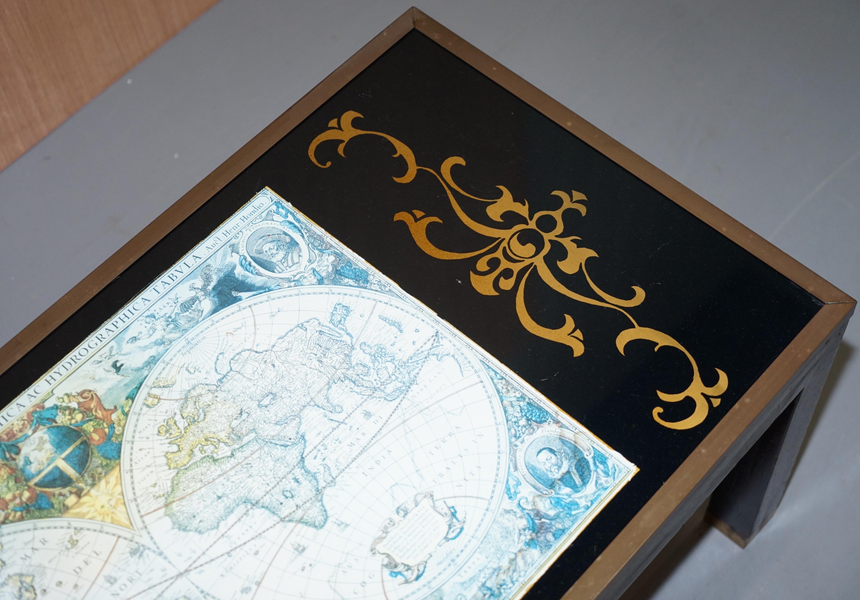 coffee table with world map on top