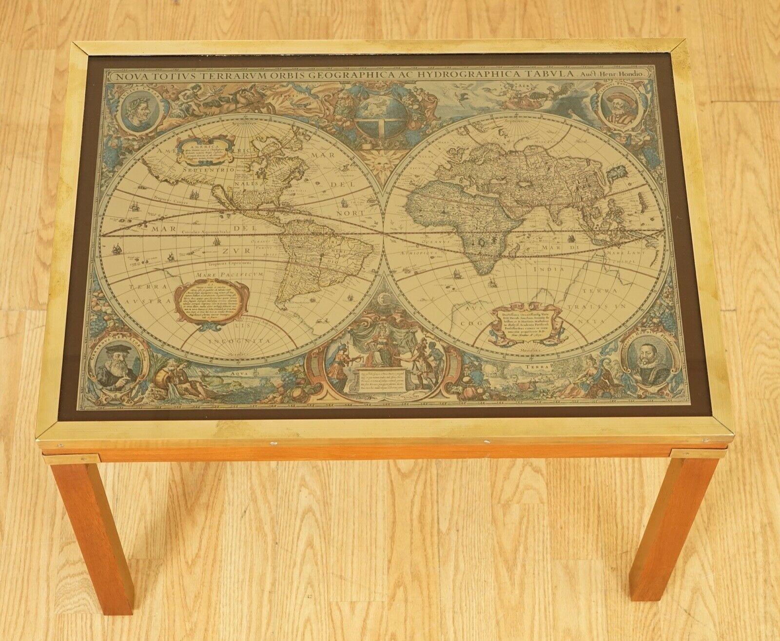 British Stunning Coffee & Side Table Nest of Tables Military Campaign with World Maps For Sale