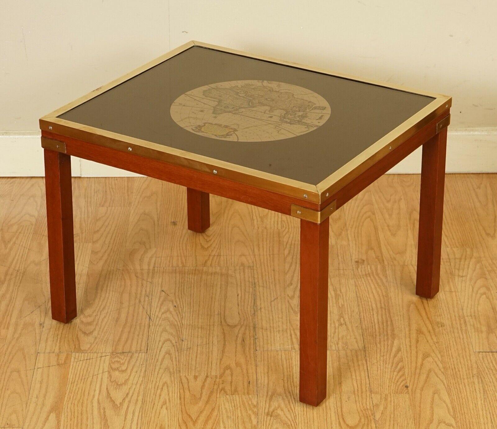 Hand-Crafted Stunning Coffee & Side Table Nest of Tables Military Campaign with World Maps For Sale