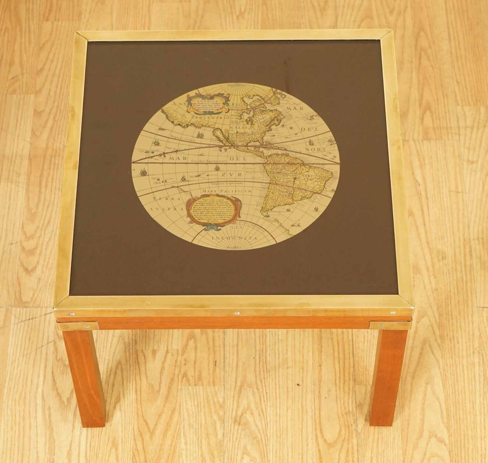 20th Century Stunning Coffee & Side Table Nest of Tables Military Campaign with World Maps For Sale
