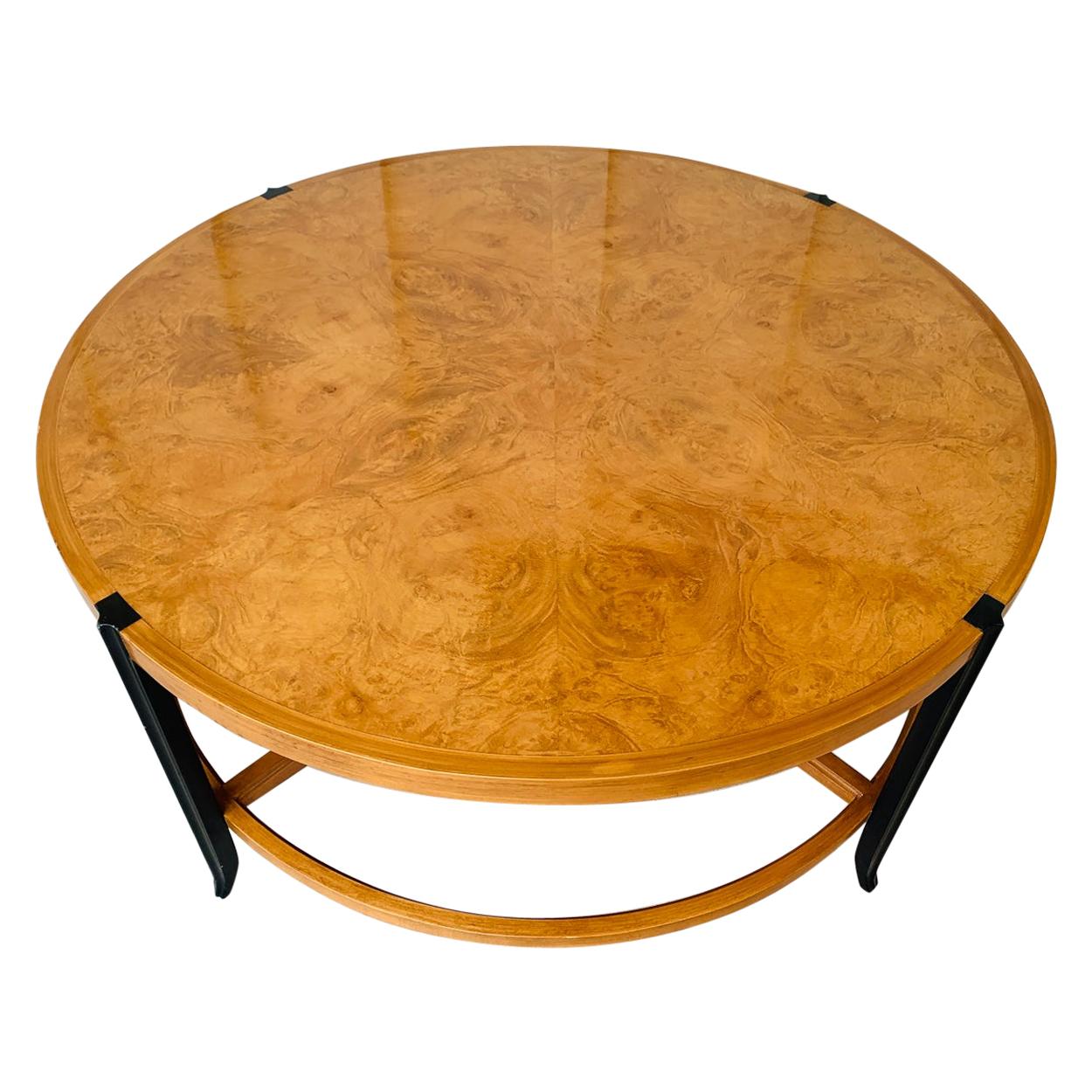 Stunning Coffee Table in Burl Wood and Lacquered Legs