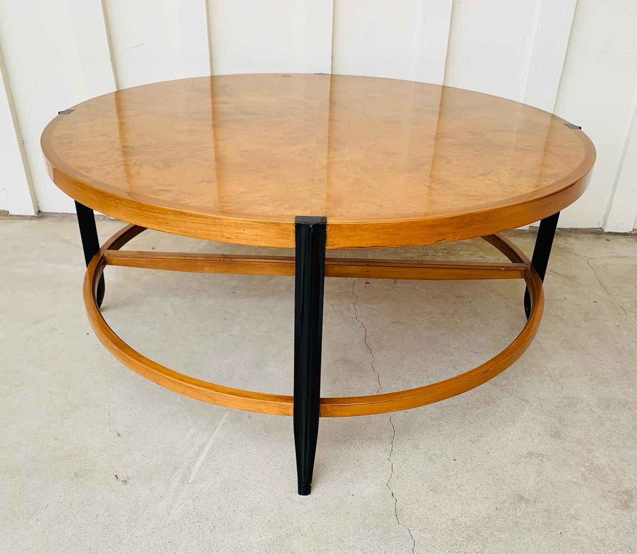 burl round coffee table