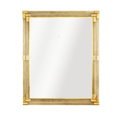 Stunning Coiled Murano Fume Glass and Etched Brass Mirror 2023