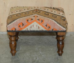 ESTUPENDA Y COLECCIONABLE VINTAGE GEORGE SMITH CHELSEA KILIM FOOTSTOOL OTTOMAN