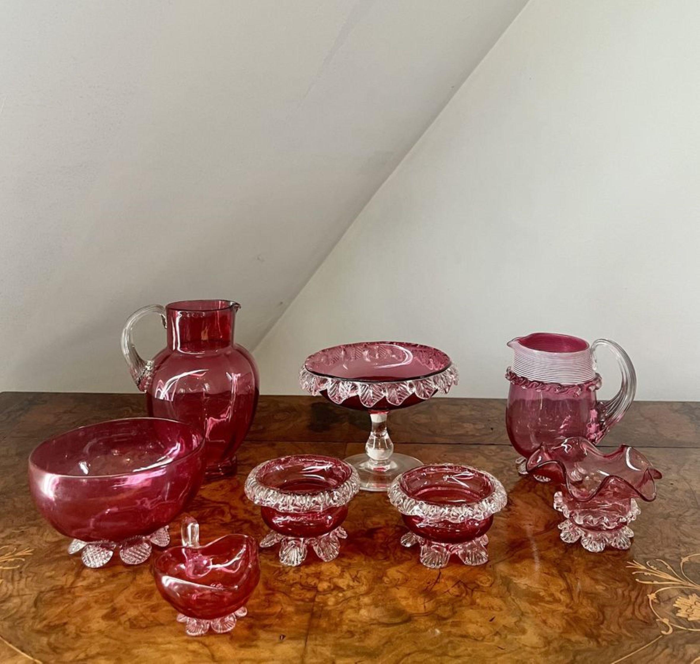 Stunning collection of quality antique Victorian cranberry glass  In Good Condition For Sale In Ipswich, GB