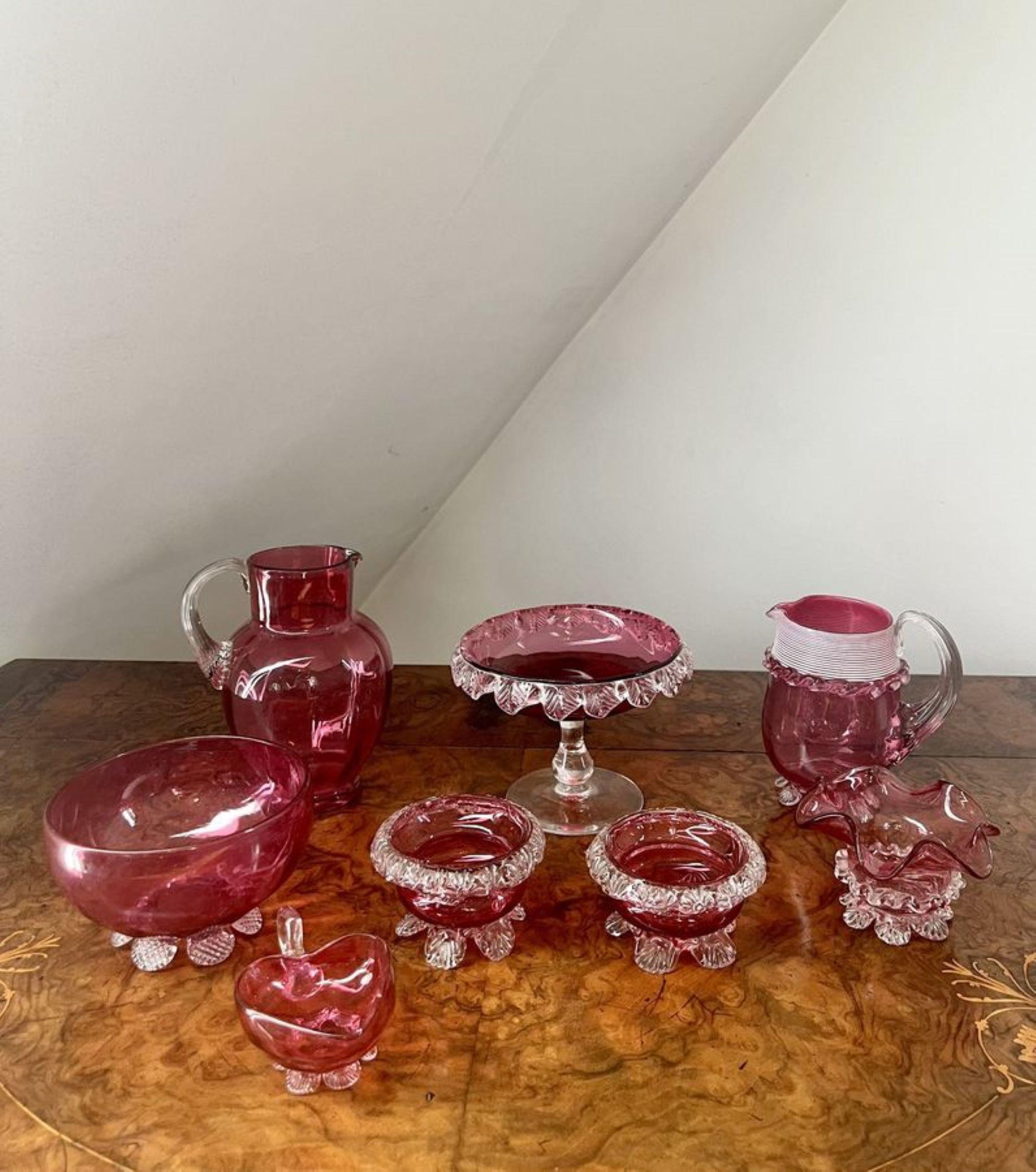 Stunning collection of quality antique Victorian cranberry glass  For Sale 3