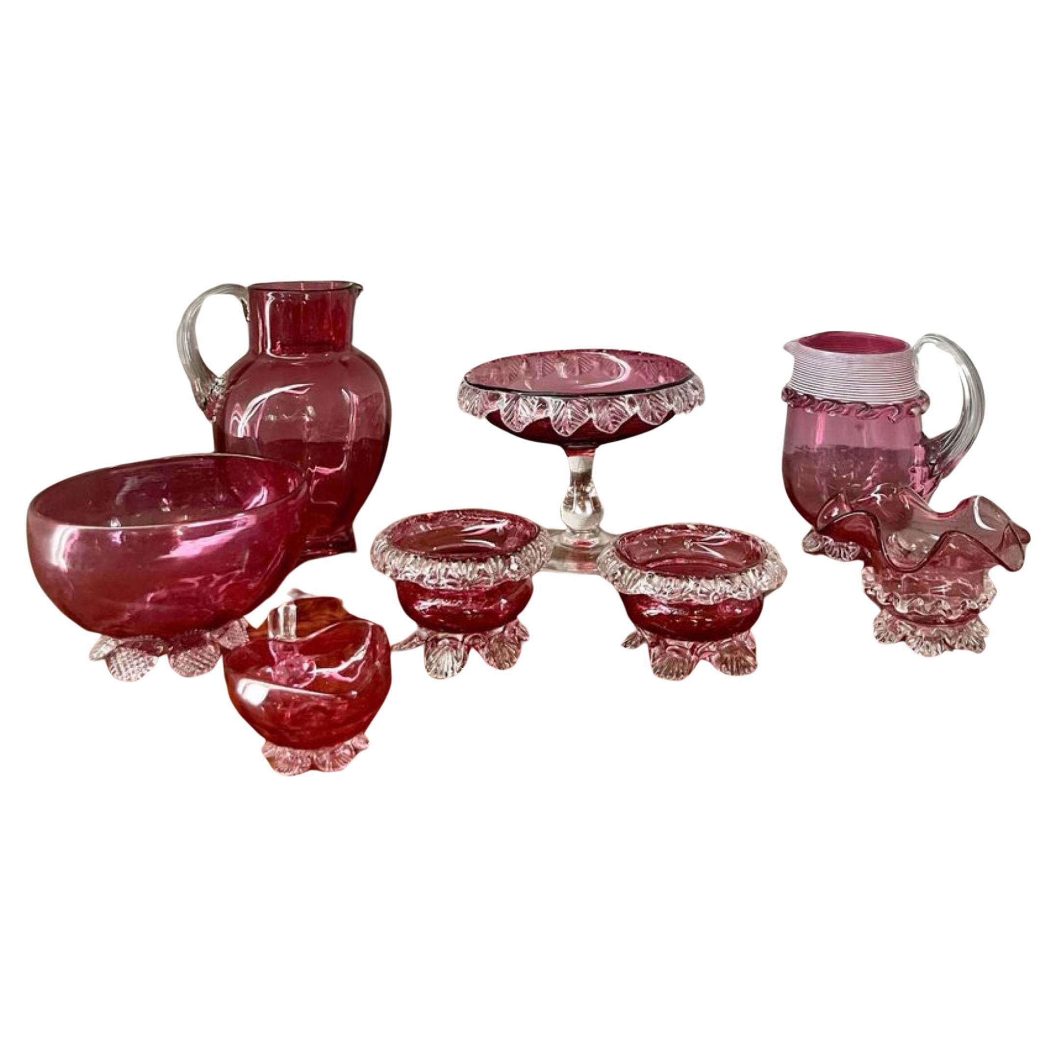 Stunning collection of quality antique Victorian cranberry glass  For Sale